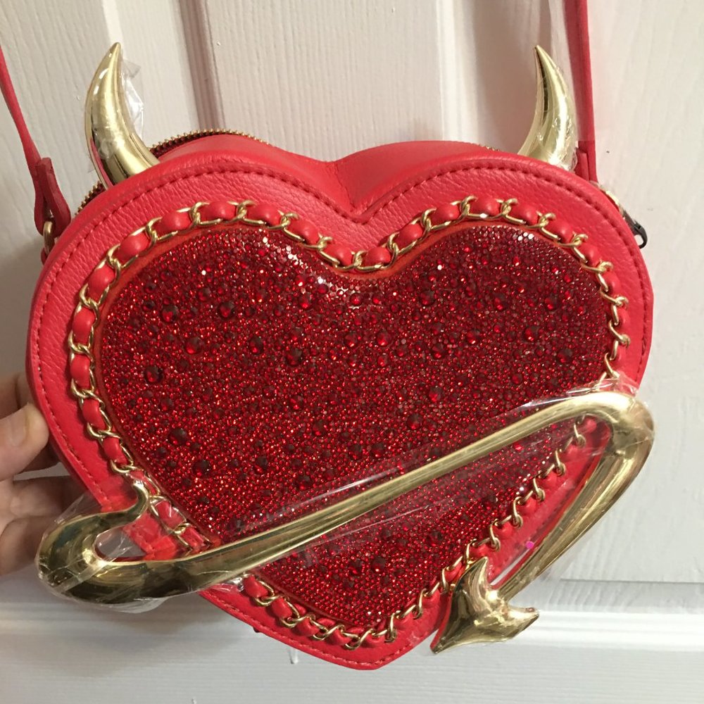 Betsey Johnson Red Devil Horns Heart Purse Crossbody - NWT